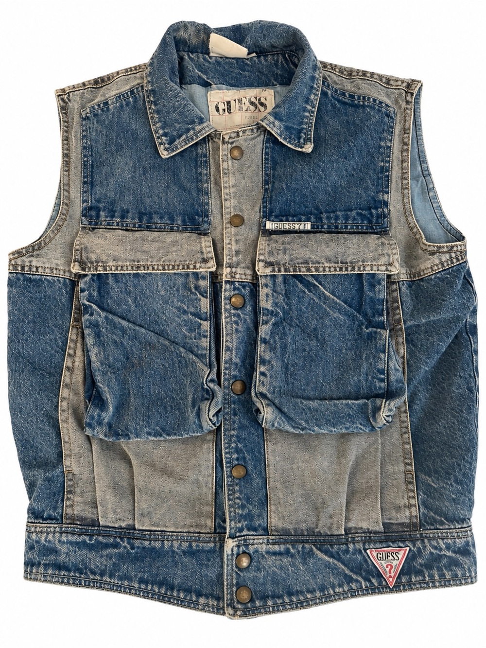 Vintage 80’s Guess by Marciano 2-Tone Denim Cargo Vest